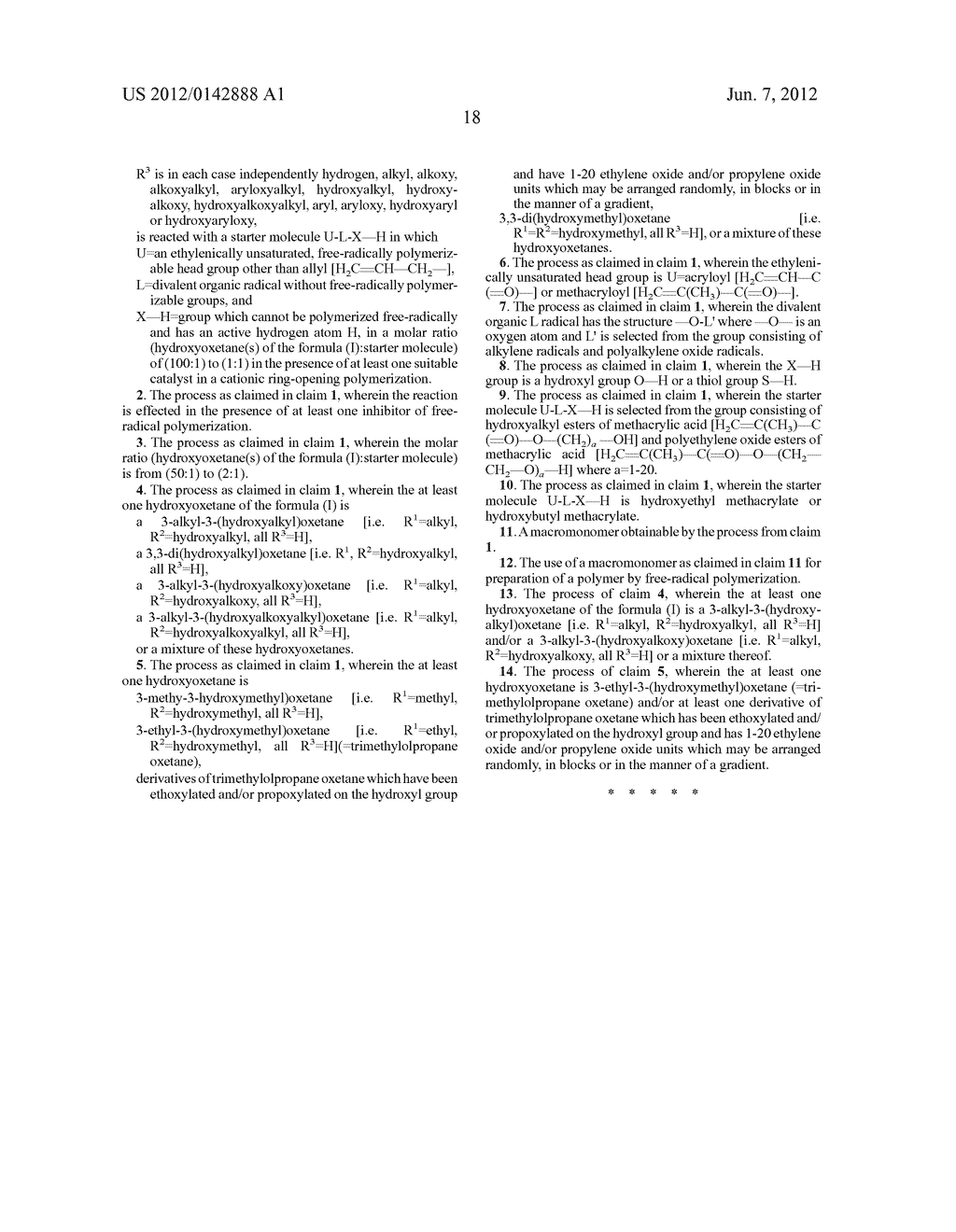 TERMINALLY UNSATURATED, OXETANE-BASED MACROMONOMERS, AND METHODS FOR THE     PRODUCTION THEREOF - diagram, schematic, and image 19