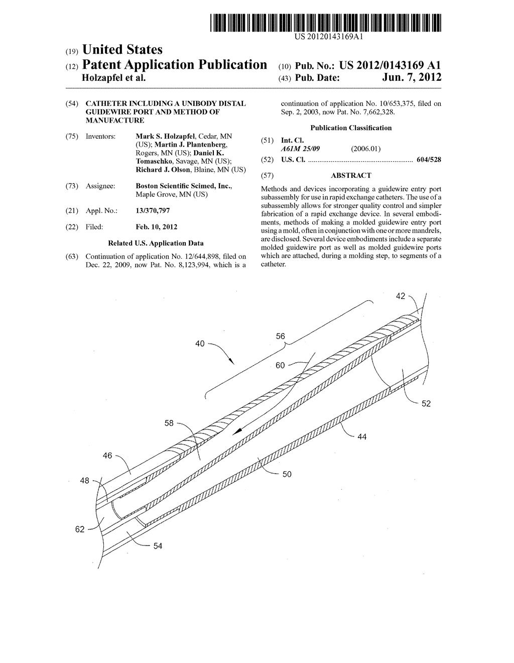 CATHETER INCLUDING A UNIBODY DISTAL GUIDEWIRE PORT AND METHOD OF     MANUFACTURE - diagram, schematic, and image 01