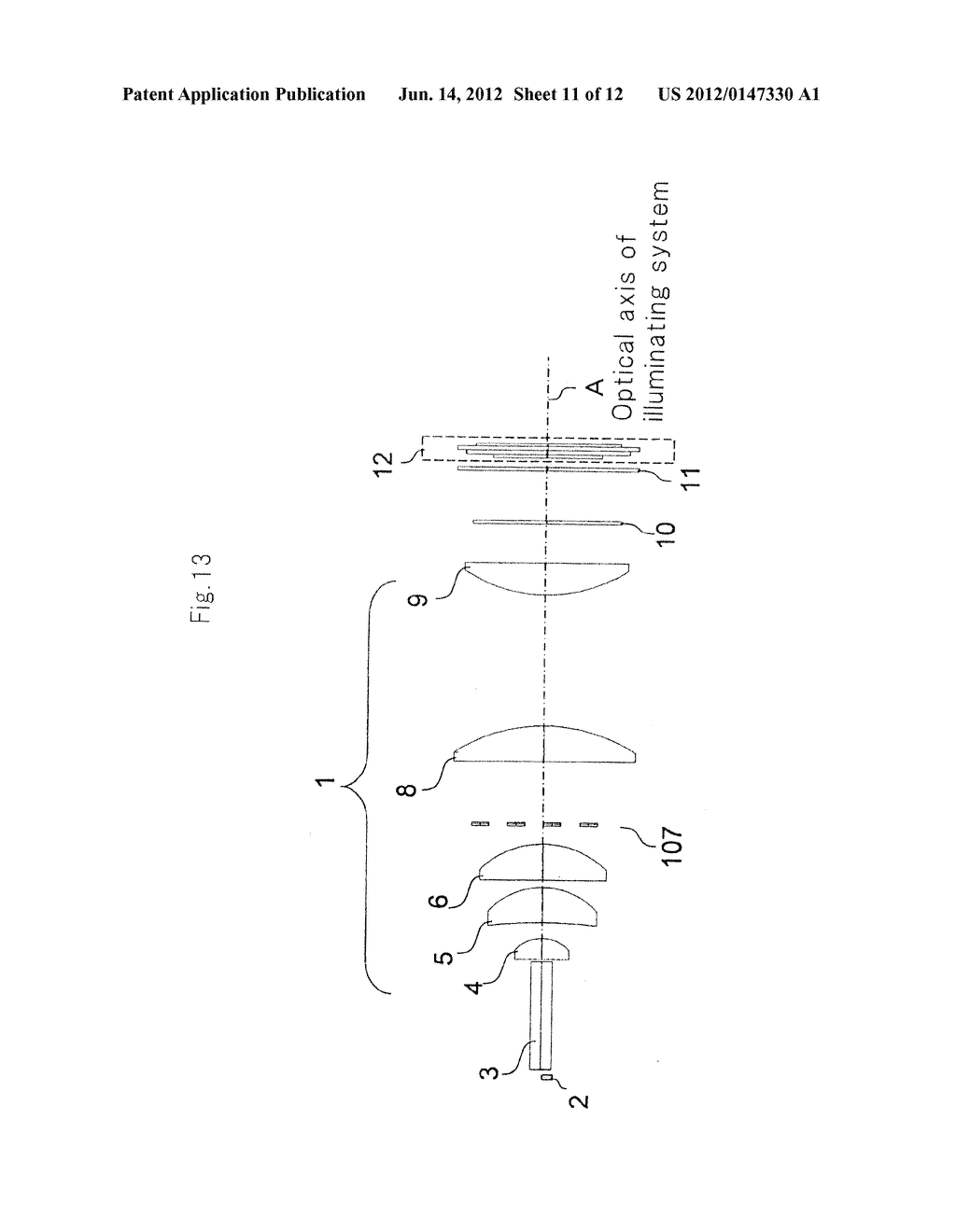 ILLUMINATING DEVICE AND PROJECTION DISPLAY DEVICE USING THE SAME - diagram, schematic, and image 12