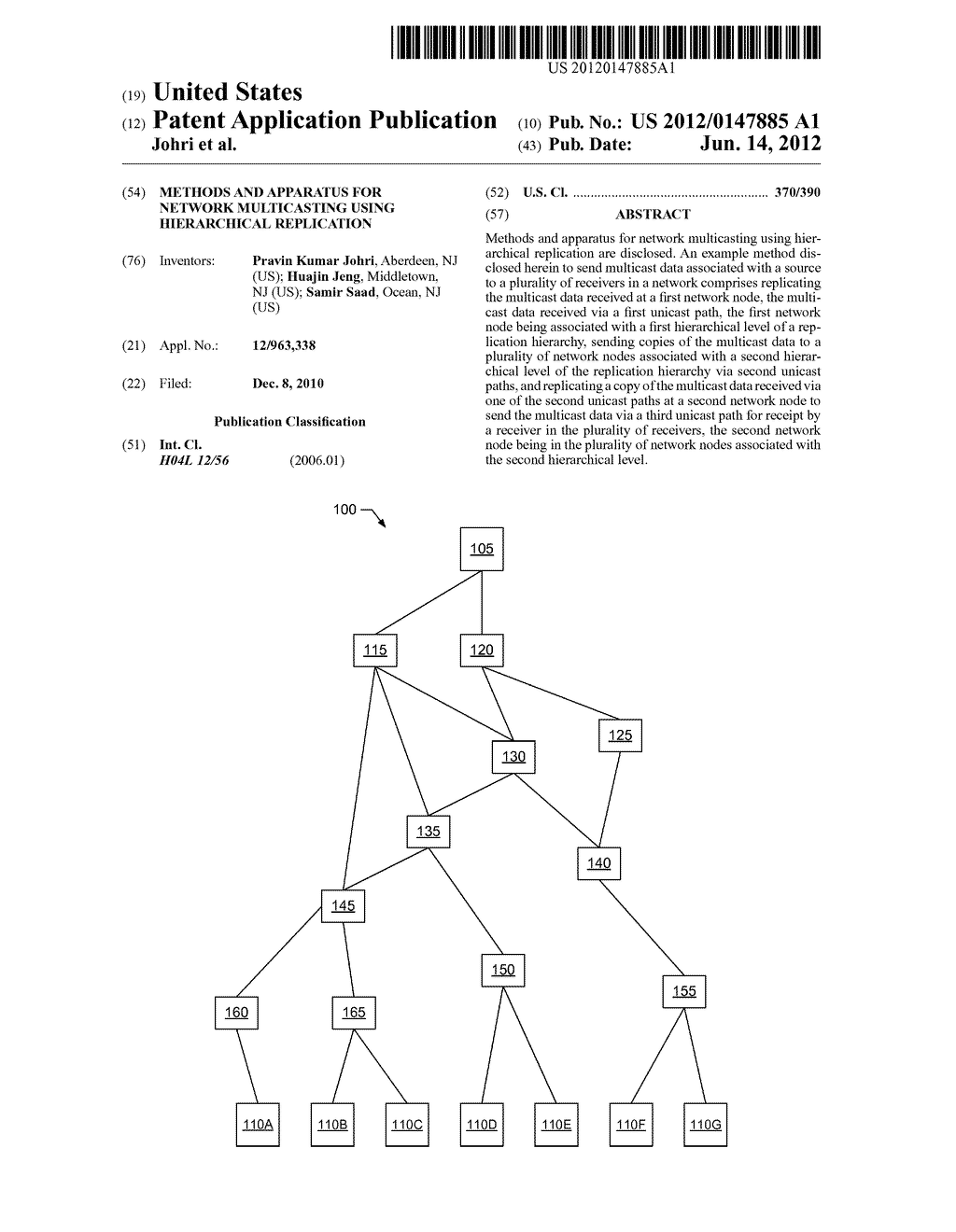 METHODS AND APPARATUS FOR NETWORK MULTICASTING USING HIERARCHICAL     REPLICATION - diagram, schematic, and image 01