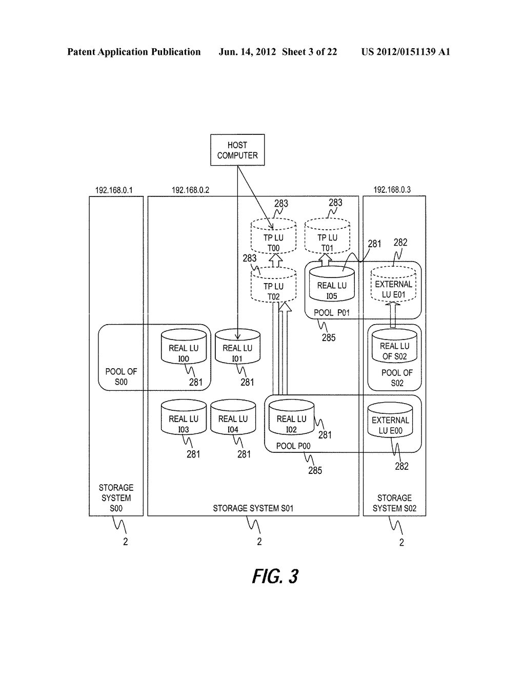 MANAGEMENT METHOD FOR A VIRTUAL VOLUME ACROSS A PLURALITY OF STORAGES - diagram, schematic, and image 04