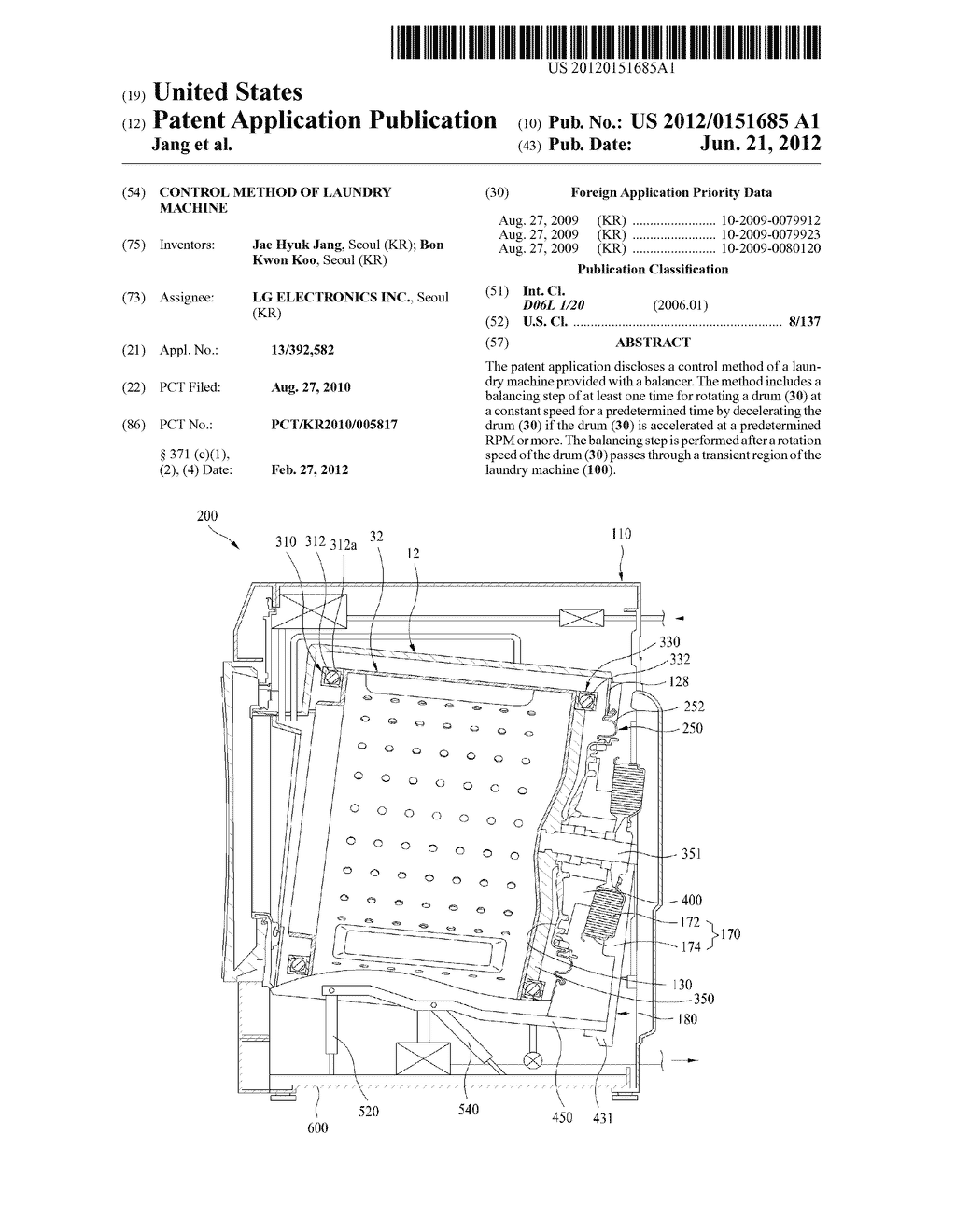 CONTROL METHOD OF LAUNDRY MACHINE - diagram, schematic, and image 01