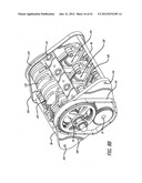 Two-cycle, opposed-piston internal combustion engine diagram and image