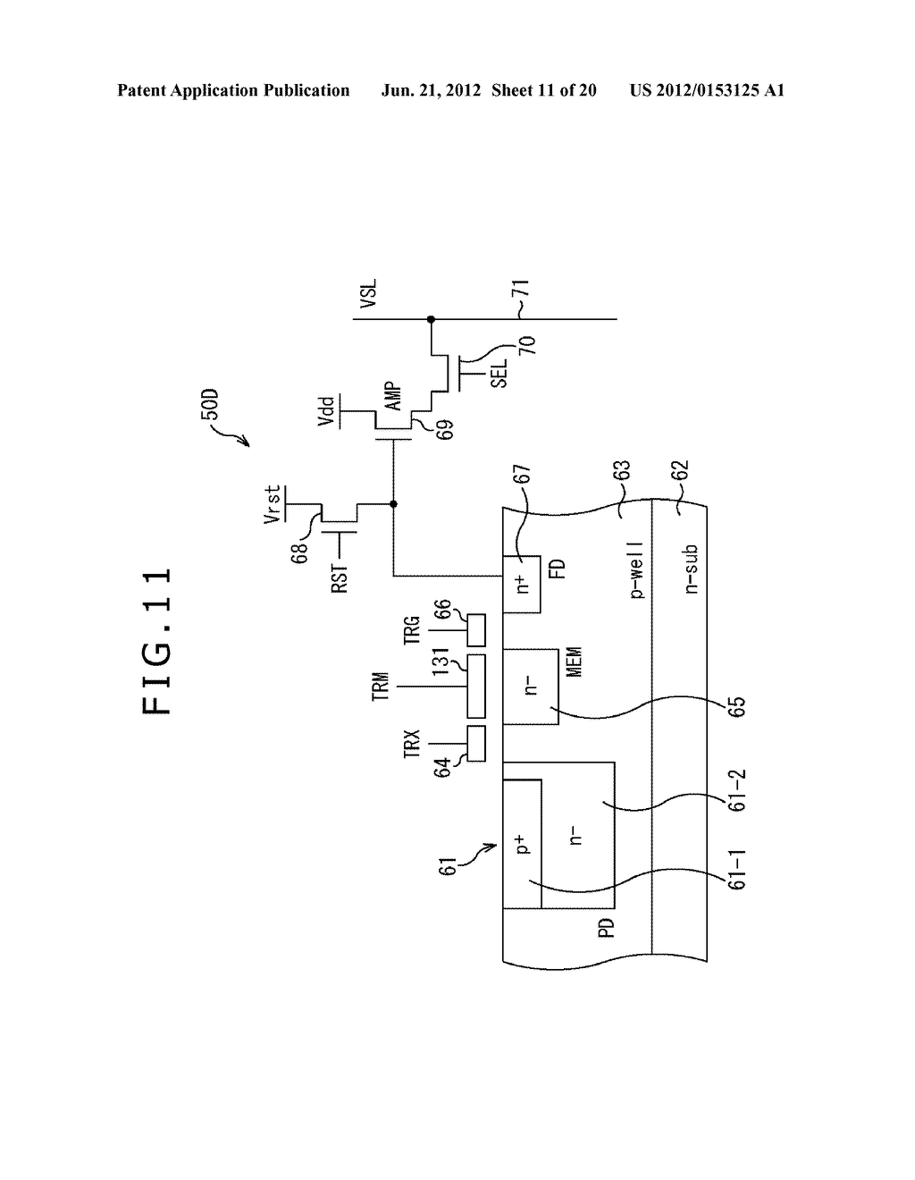 SOLID-STATE IMAGE PICKUP DEVICE, METHOD OF DRIVING SOLID-STATE IMAGE     PICKUP DEVICE, AND ELECTRONIC INSTRUMENT - diagram, schematic, and image 12