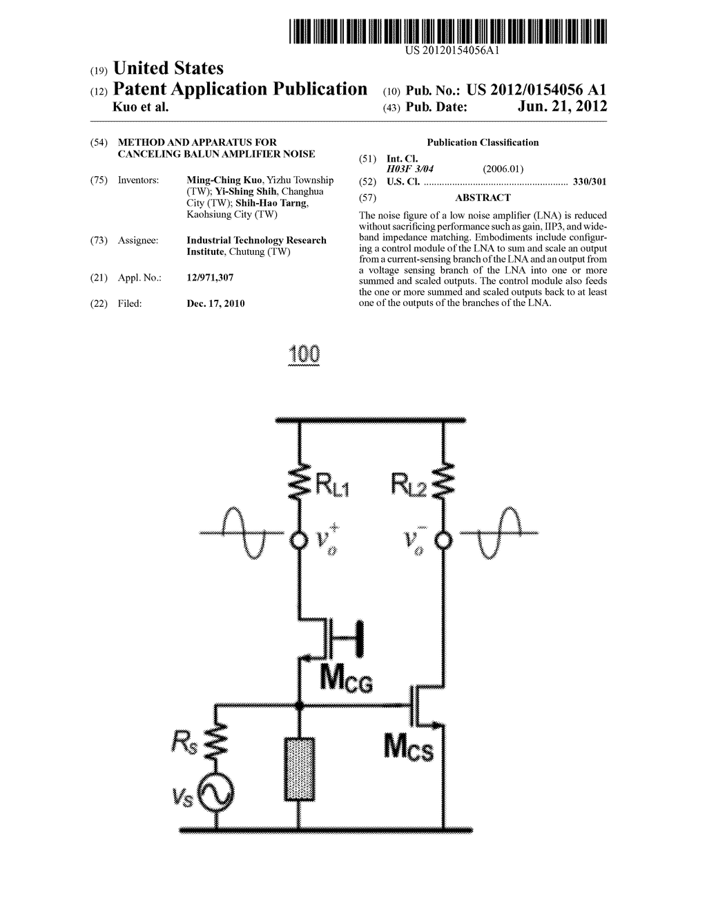 METHOD AND APPARATUS FOR CANCELING BALUN AMPLIFIER NOISE - diagram, schematic, and image 01