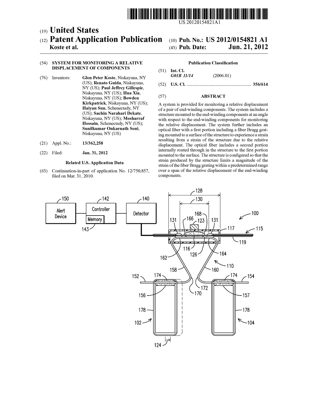 SYSTEM FOR MONITORING A RELATIVE DISPLACEMENT OF COMPONENTS - diagram, schematic, and image 01