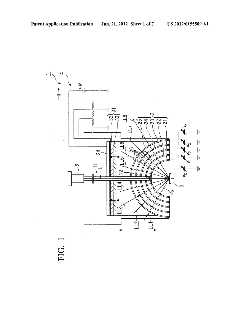 ELECTRODE MEMBER, ELECTRON ENERGY ANALYZER, PHOTOELECTRON ENERGY ANALYZER,     AND TEMPERATURE MEASURING APPARATUS - diagram, schematic, and image 02
