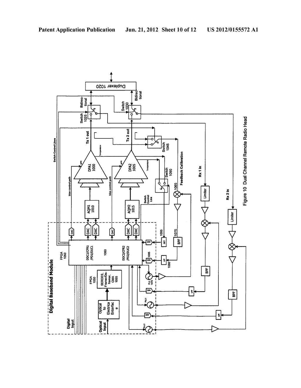 High efficiency, remotely reconfigurable remote radio head unit system and     method for wireless communications - diagram, schematic, and image 11