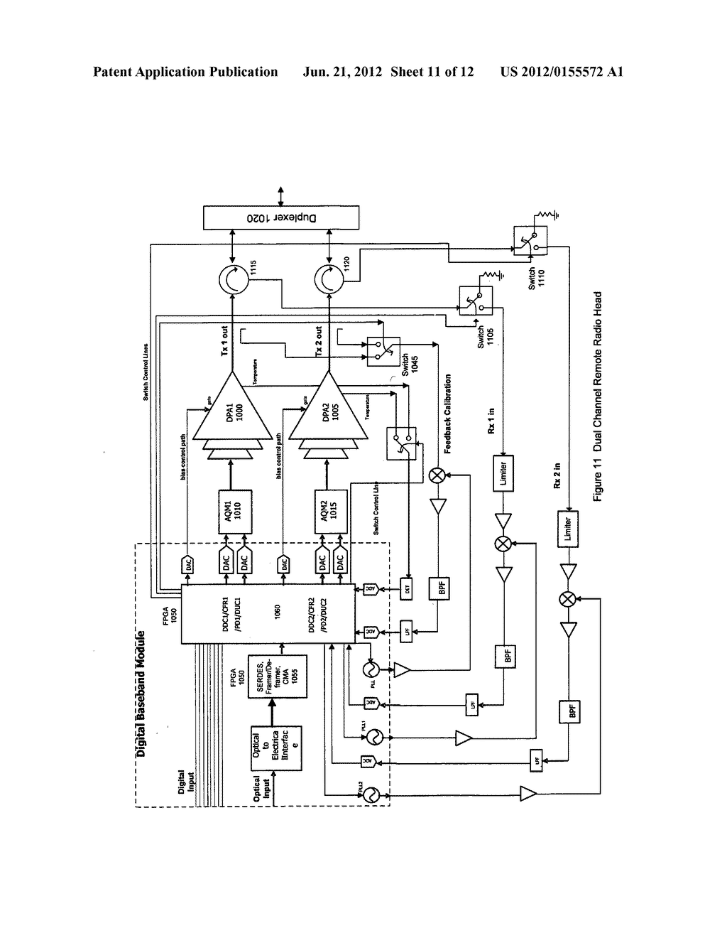High efficiency, remotely reconfigurable remote radio head unit system and     method for wireless communications - diagram, schematic, and image 12