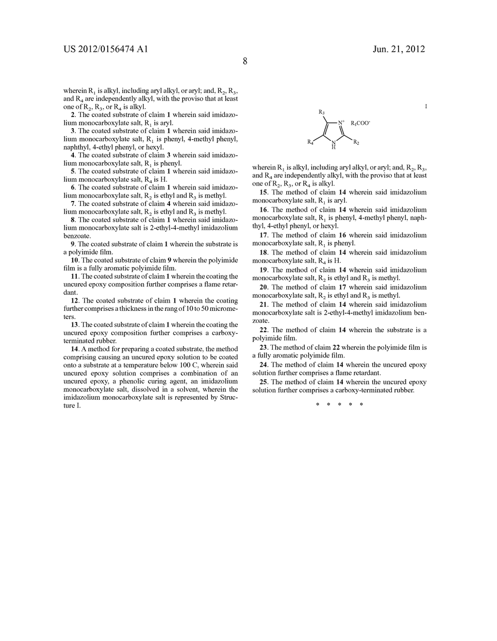 ARTICLE HAVING CURABLE COATING COMPRISING IMIDAZOLIUM MONOCARBOXYLATE SALT - diagram, schematic, and image 09