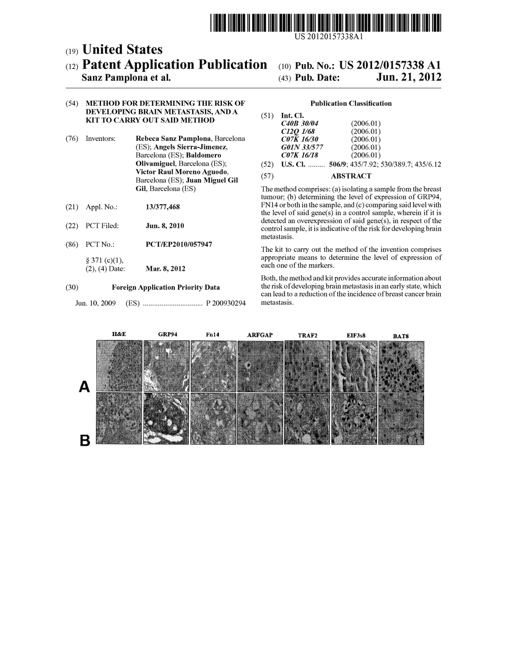 METHOD FOR DETERMINING THE RISK OF DEVELOPING BRAIN METASTASIS, AND A KIT     TO CARRY OUT SAID METHOD - diagram, schematic, and image 01