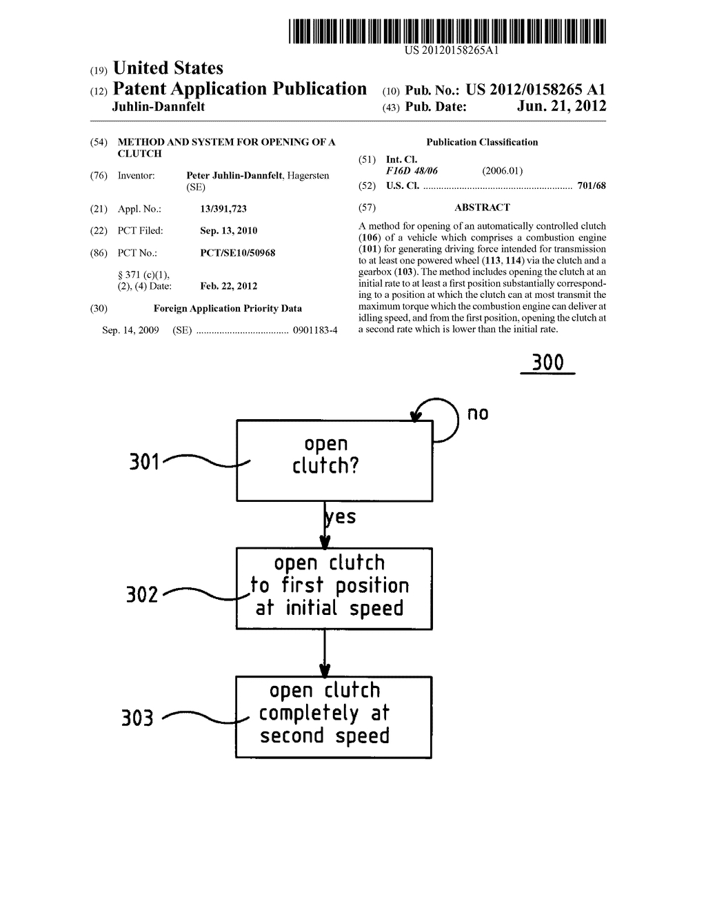 METHOD AND SYSTEM FOR OPENING OF A CLUTCH - diagram, schematic, and image 01
