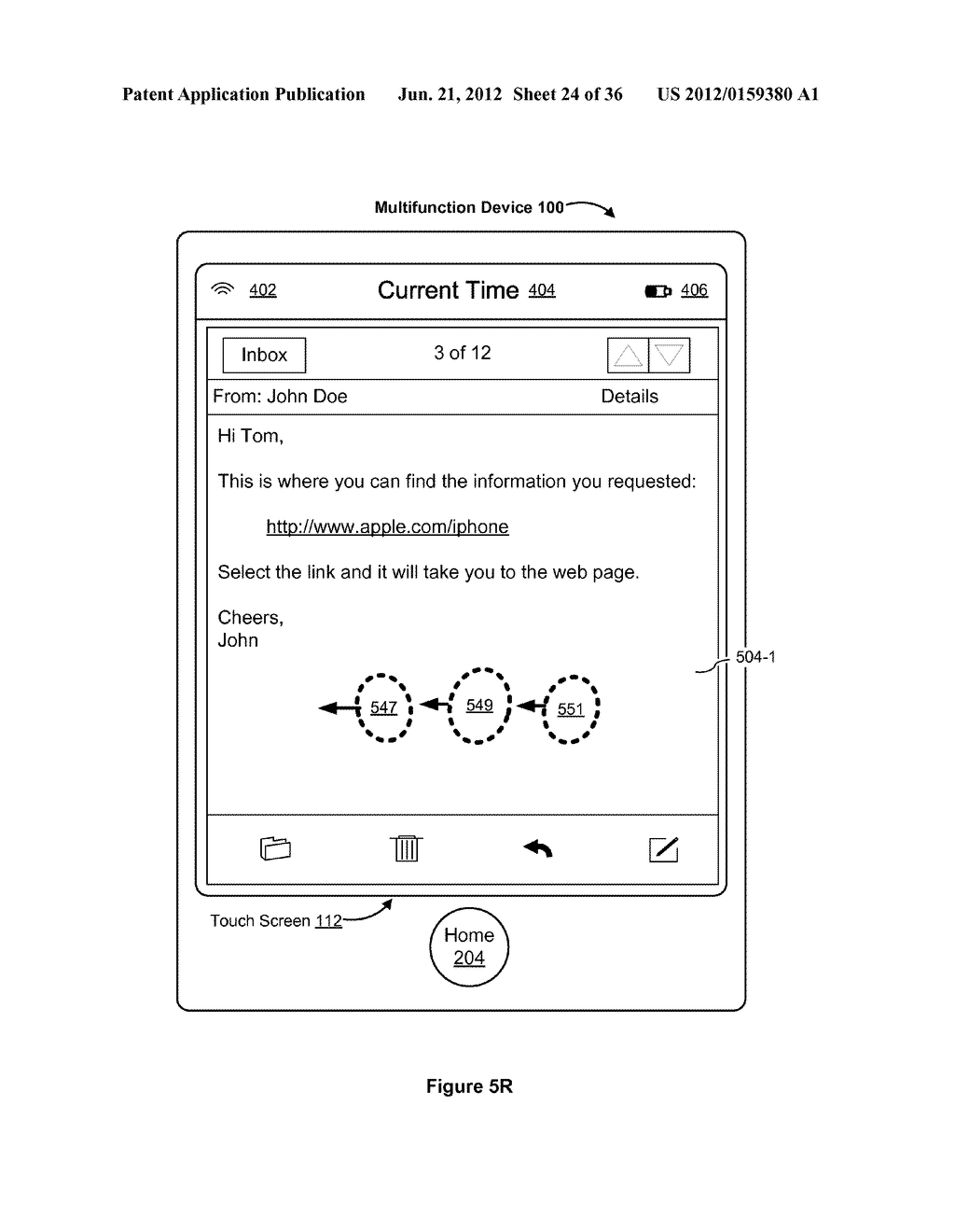 Device, Method, and Graphical User Interface for Navigation of     Concurrently Open Software Applications - diagram, schematic, and image 25