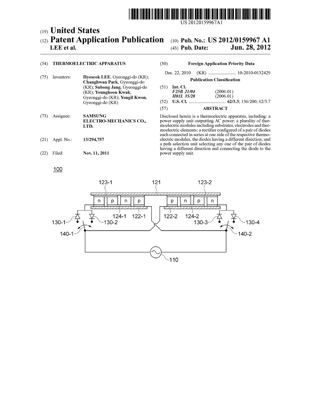 THERMOELECTRIC APPARATUS - diagram, schematic, and image 01