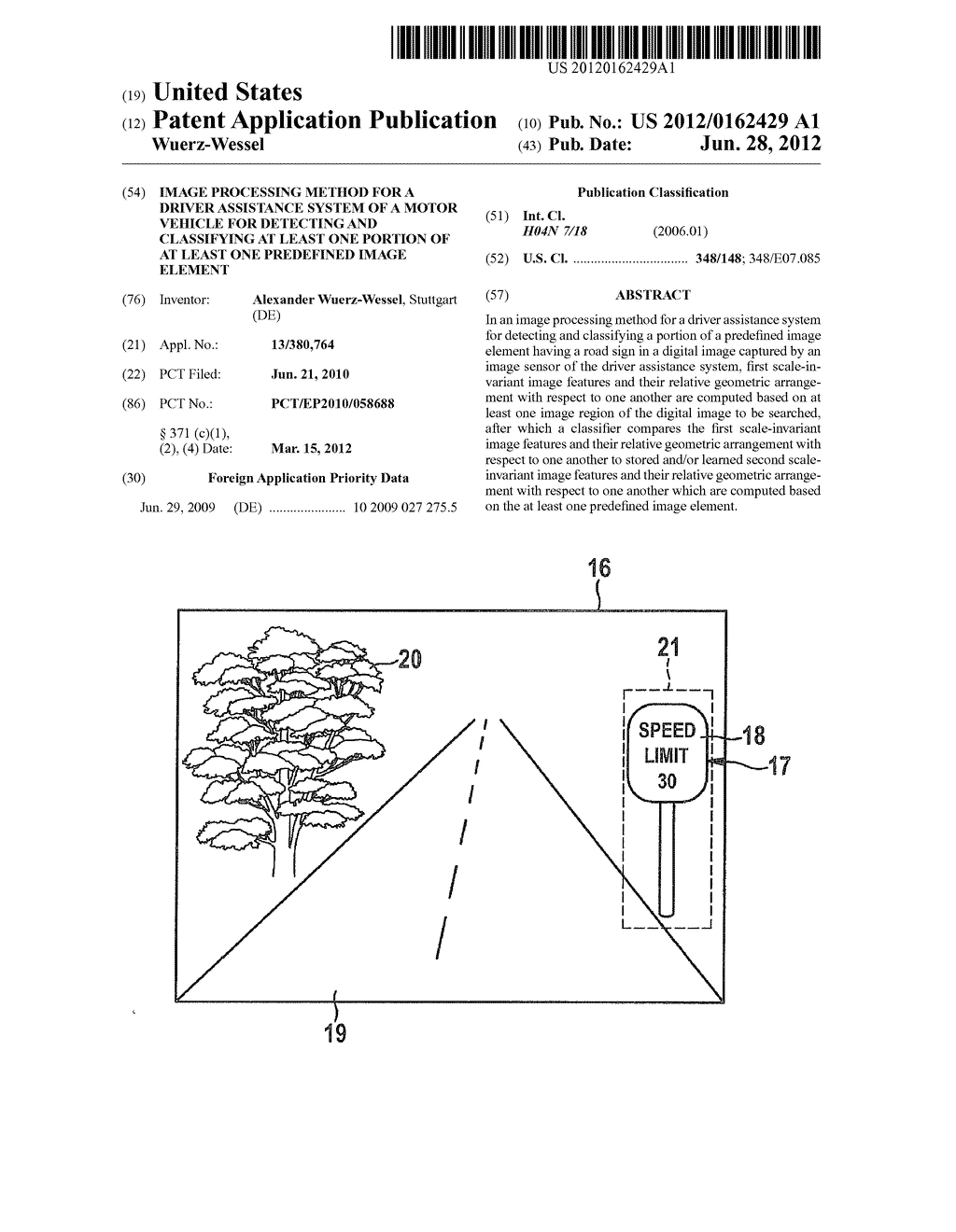 Image Processing Method for a Driver Assistance System of a Motor Vehicle     for Detecting and Classifying at Least one Portion of at Least one     Predefined Image Element - diagram, schematic, and image 01