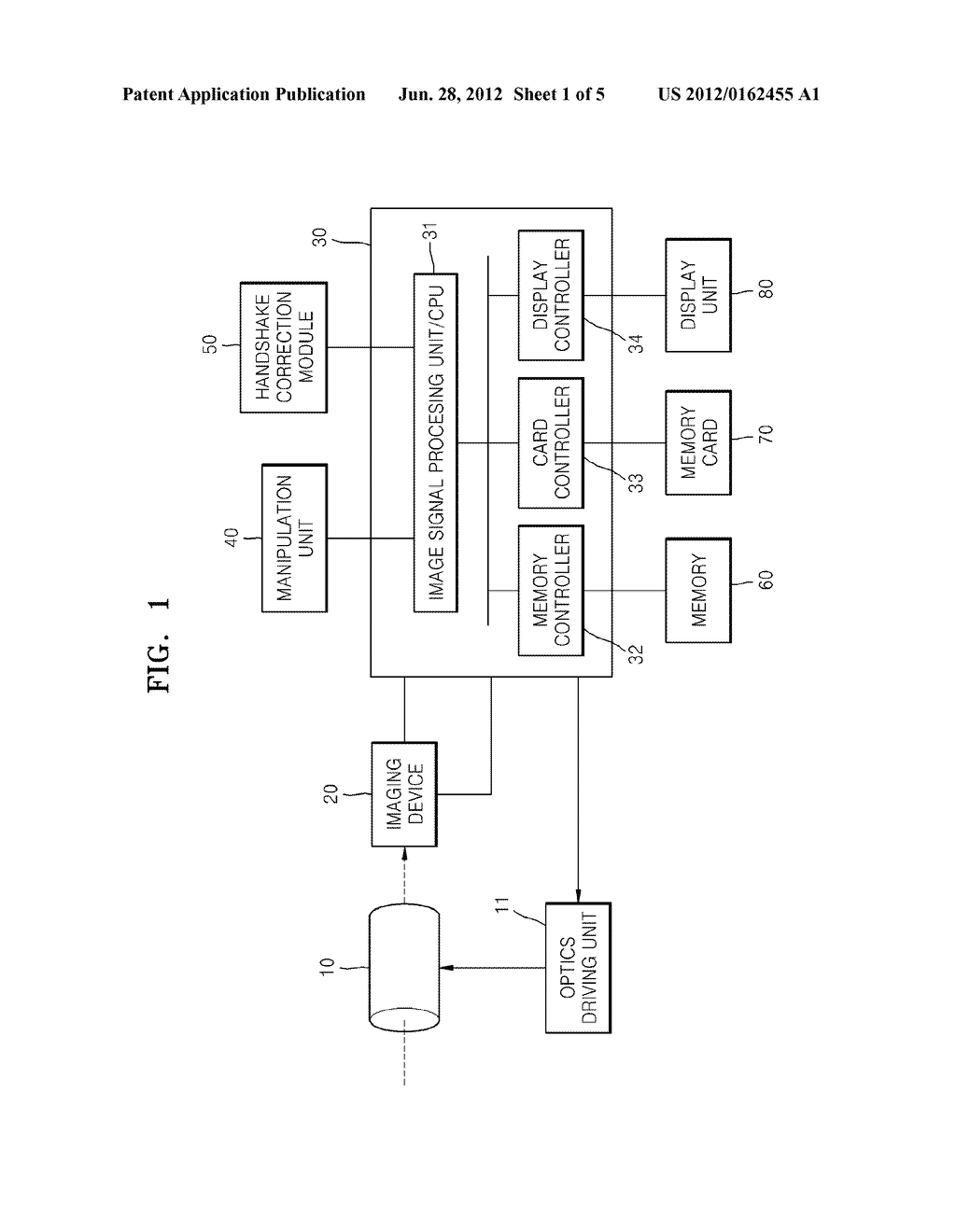 DIGITAL IMAGE PROCESSING APPARATUS INCLUDING HANDSHAKE CORRECTION MODULE     AND METHODS OF CONTROLLING THE DIGITAL IMAGE PROCESSING APPARATUS - diagram, schematic, and image 02