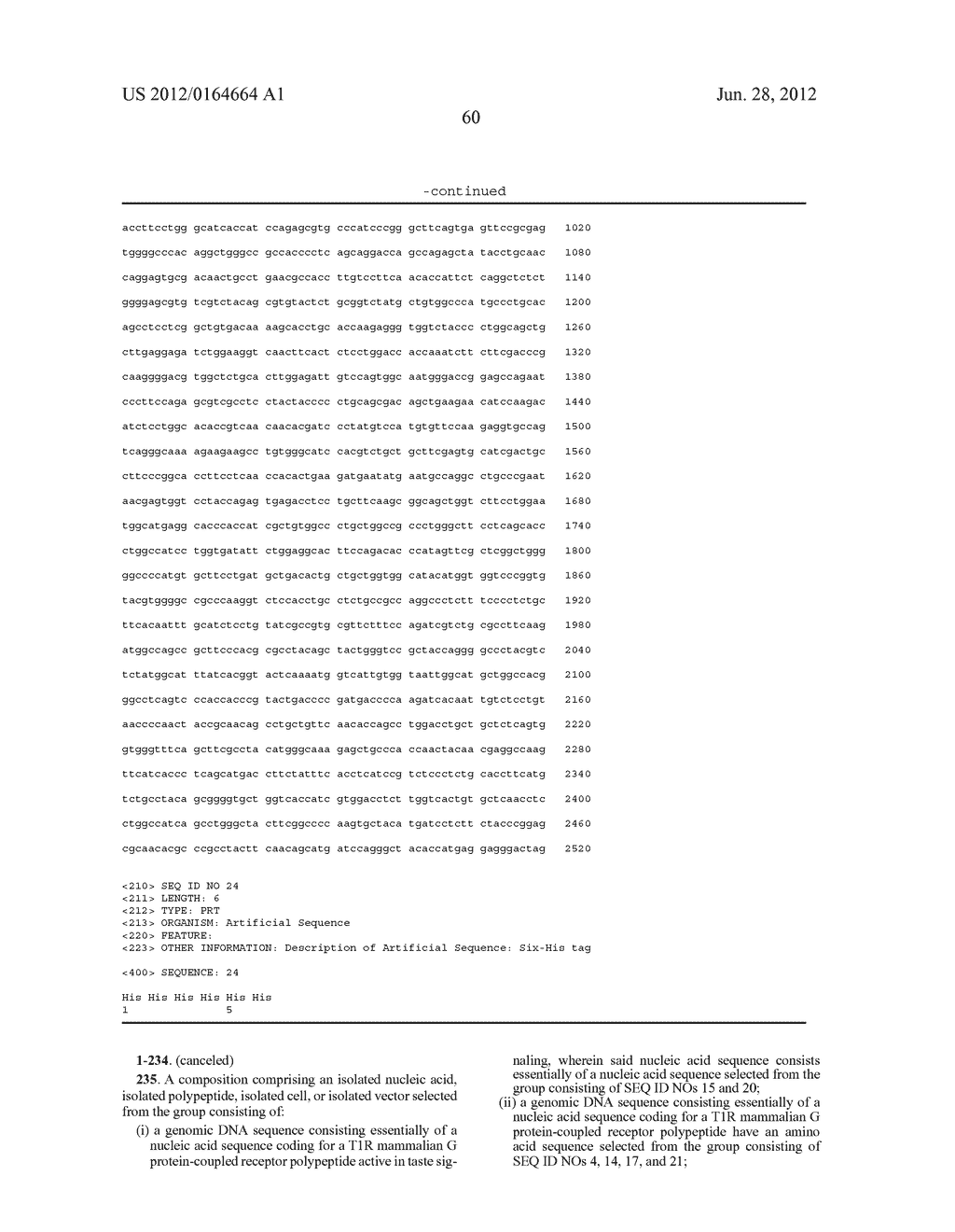T1R TASTE RECEPTORS AND GENES ENCODING SAME - diagram, schematic, and image 66