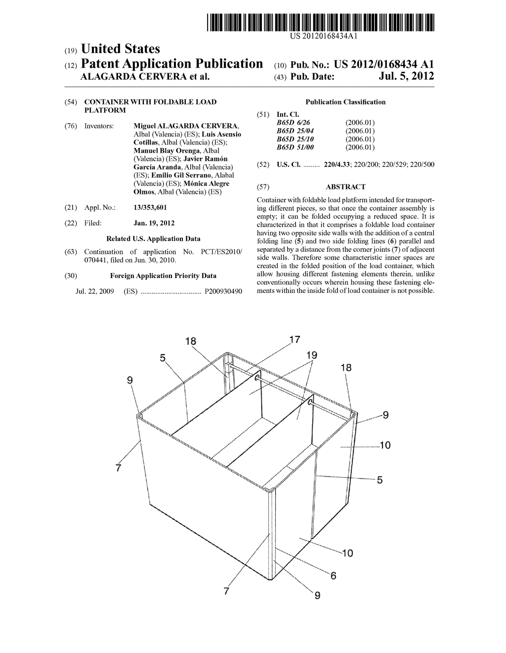CONTAINER WITH FOLDABLE LOAD PLATFORM - diagram, schematic, and image 01