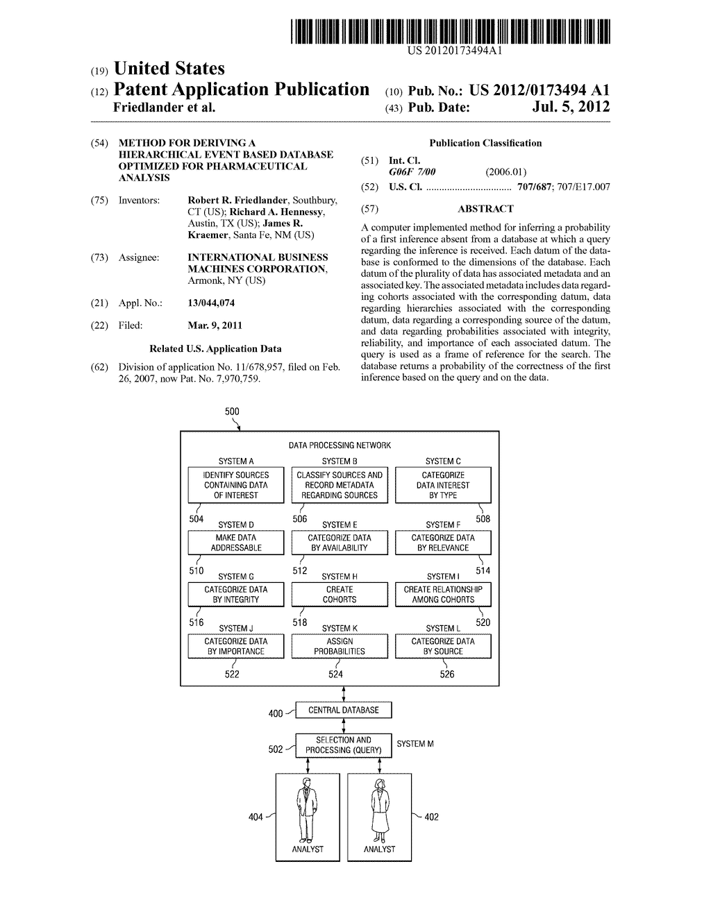 METHOD FOR DERIVING A HIERARCHICAL EVENT BASED DATABASE OPTIMIZED FOR     PHARMACEUTICAL ANALYSIS - diagram, schematic, and image 01