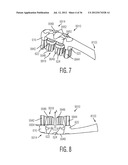 ORAL CARE IMPLEMENT HAVING FLEXIBLY SUPPORTED CLEANING ELEMENTS EXTENDING     IN OPPOSITE DIRECTIONS diagram and image