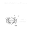 ORAL CARE IMPLEMENT HAVING FLEXIBLY SUPPORTED CLEANING ELEMENTS EXTENDING     IN OPPOSITE DIRECTIONS diagram and image