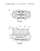 ORAL CARE IMPLEMENT HAVING FLEXIBLY SUPPORTED CLEANING ELEMENTS EXTENDING     IN OPPOSITE DIRECTIONS diagram and image