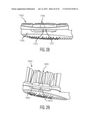 ORAL CARE IMPLEMENT HAVING FLEXIBLY SUPPORTED CLEANING ELEMENTS EXTENDING     IN OPPOSITE DIRECTIONS diagram and image