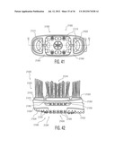 ORAL CARE IMPLEMENT HAVING FLEXIBLY SUPPORTED CLEANING ELEMENTS EXTENDING     IN OPPOSITE DIRECTIONS diagram and image