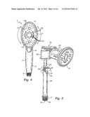 Showerhead with rotatable oval spray pattern and handheld spray pattern     controller diagram and image