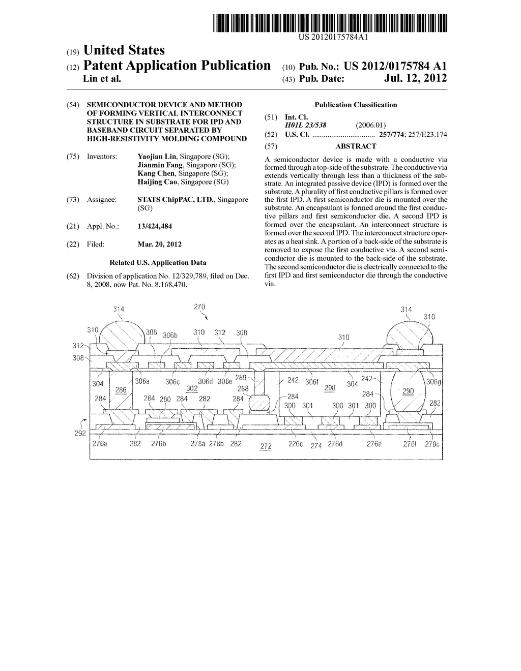 Semiconductor Device and Method of Forming Vertical Interconnect Structure     in Substrate for IPD and Baseband Circuit Separated by High-Resistivity     Molding Compound - diagram, schematic, and image 01