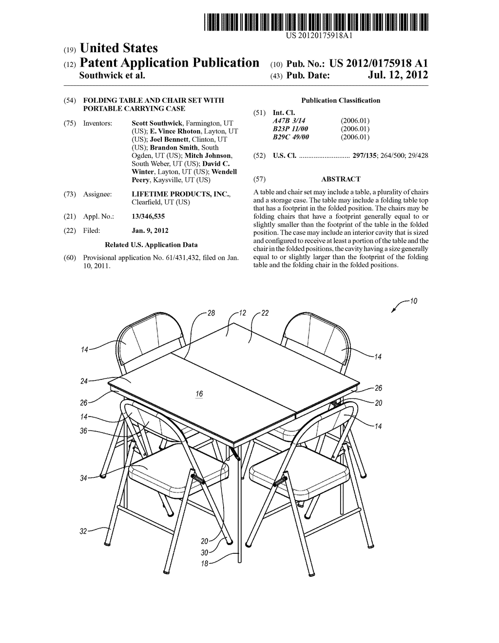 FOLDING TABLE AND CHAIR SET WITH PORTABLE CARRYING CASE - diagram, schematic, and image 01