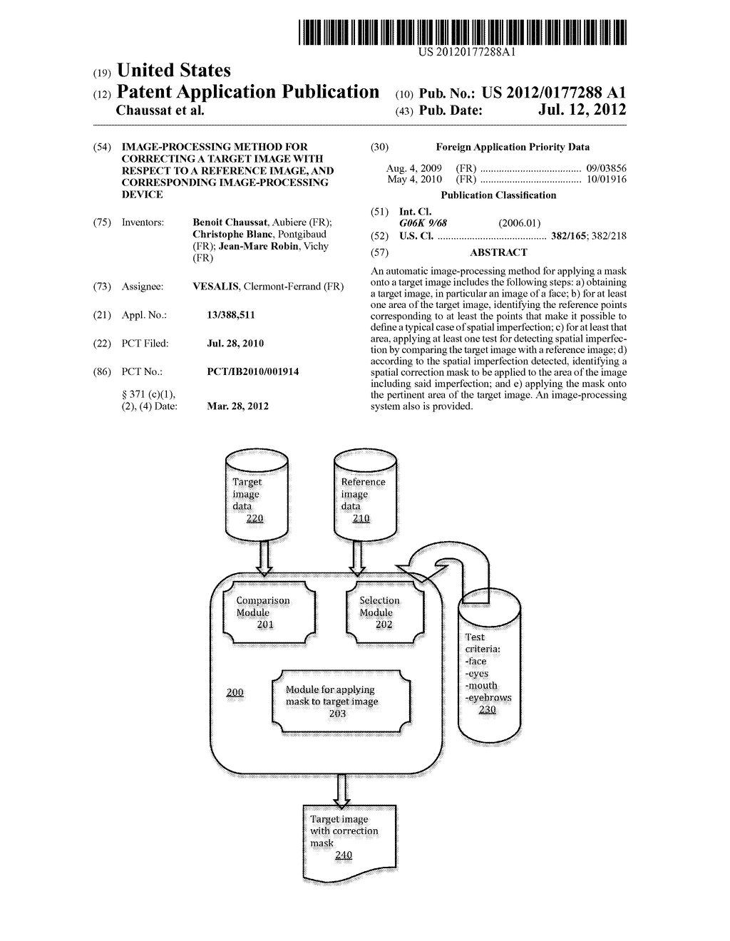 IMAGE-PROCESSING METHOD FOR CORRECTING A TARGET IMAGE WITH RESPECT TO A     REFERENCE IMAGE, AND CORRESPONDING IMAGE-PROCESSING DEVICE - diagram, schematic, and image 01