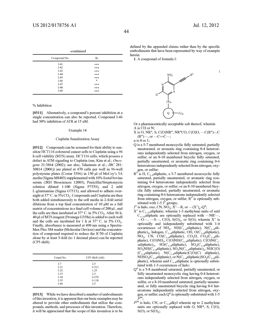 COMPOUNDS USEFUL AS INHIBITORS OF ATR KINASE - diagram, schematic, and image 45