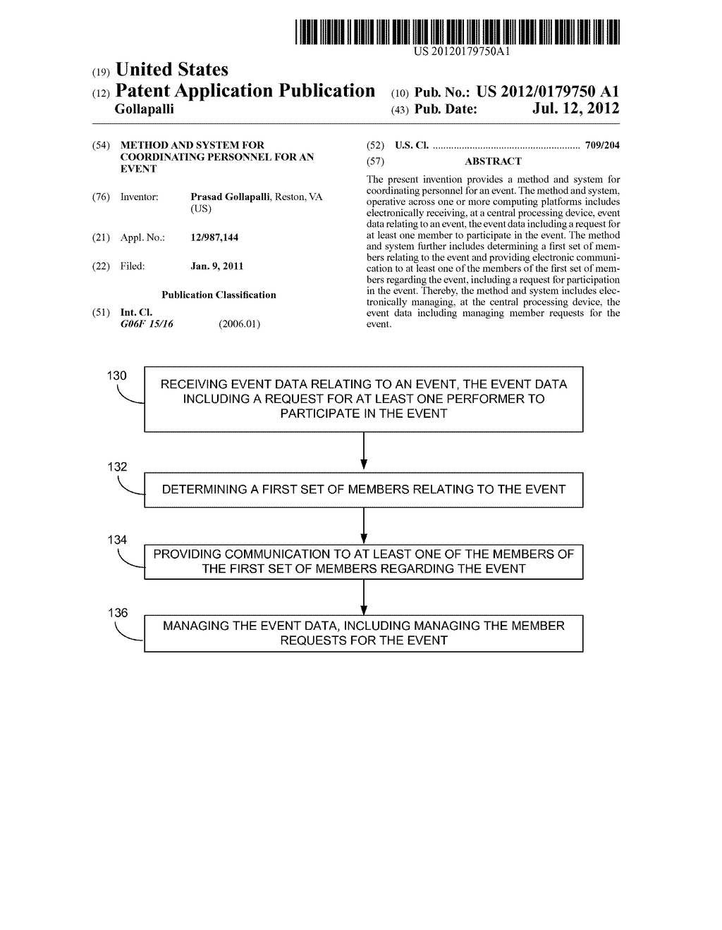 METHOD AND SYSTEM FOR COORDINATING PERSONNEL FOR AN EVENT - diagram, schematic, and image 01