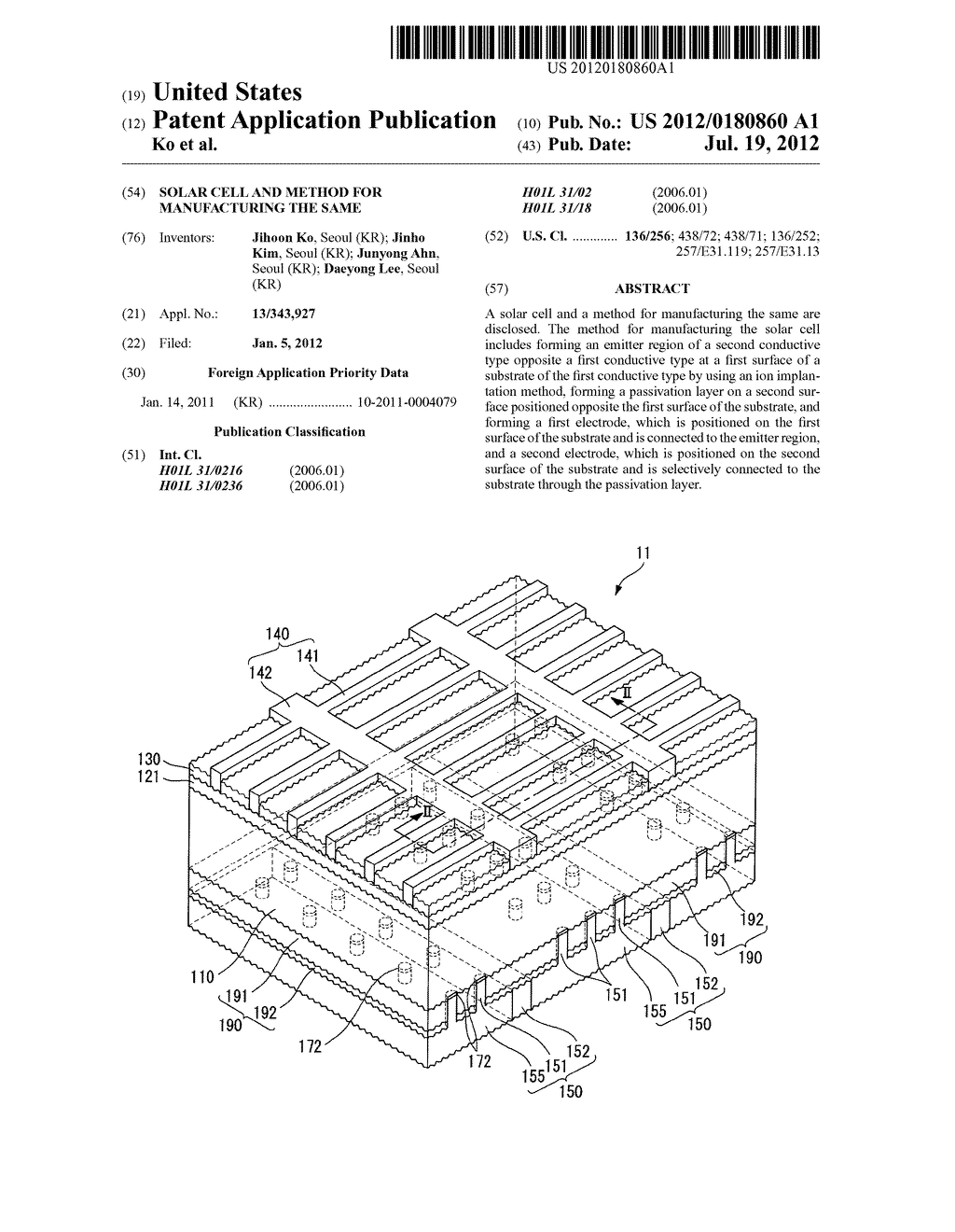 SOLAR CELL AND METHOD FOR MANUFACTURING THE SAME - diagram, schematic, and image 01