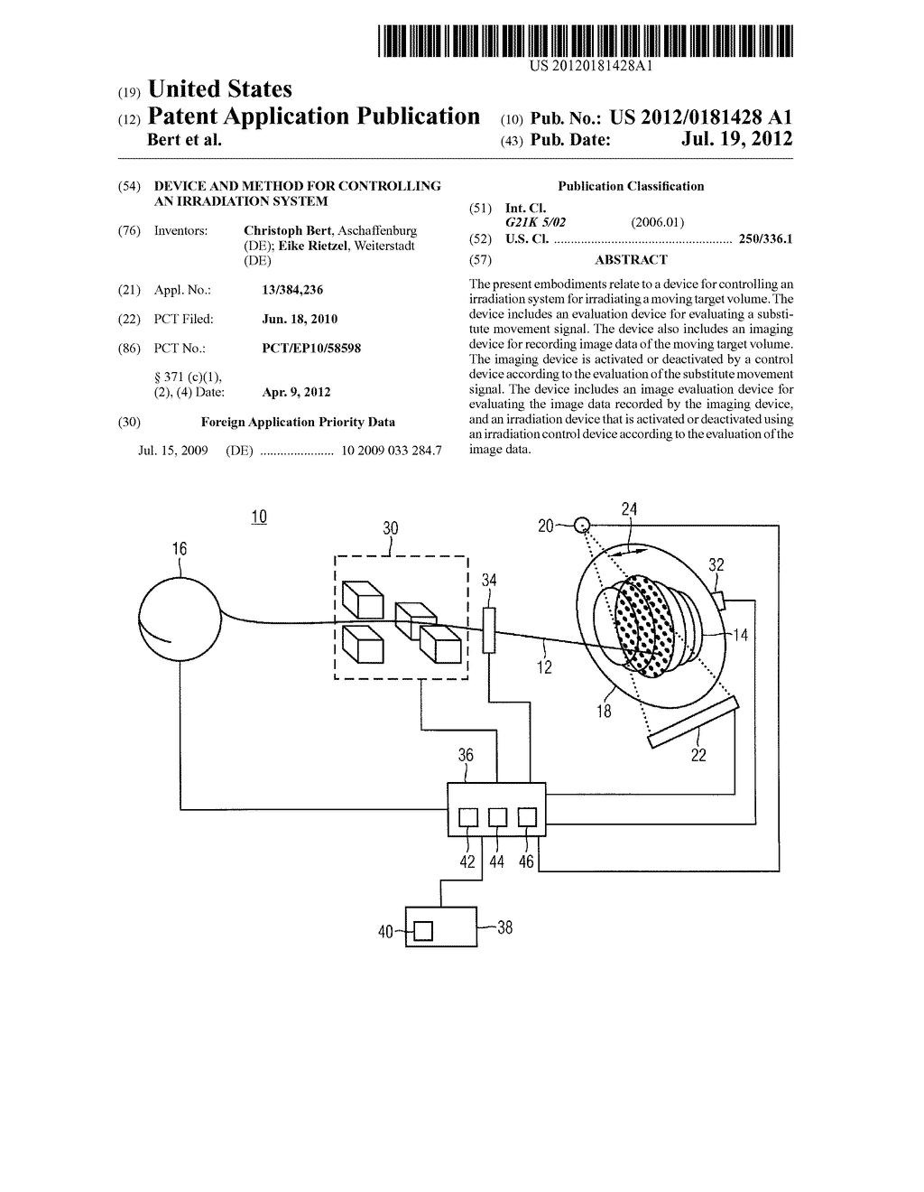 DEVICE AND METHOD FOR CONTROLLING AN IRRADIATION SYSTEM - diagram, schematic, and image 01