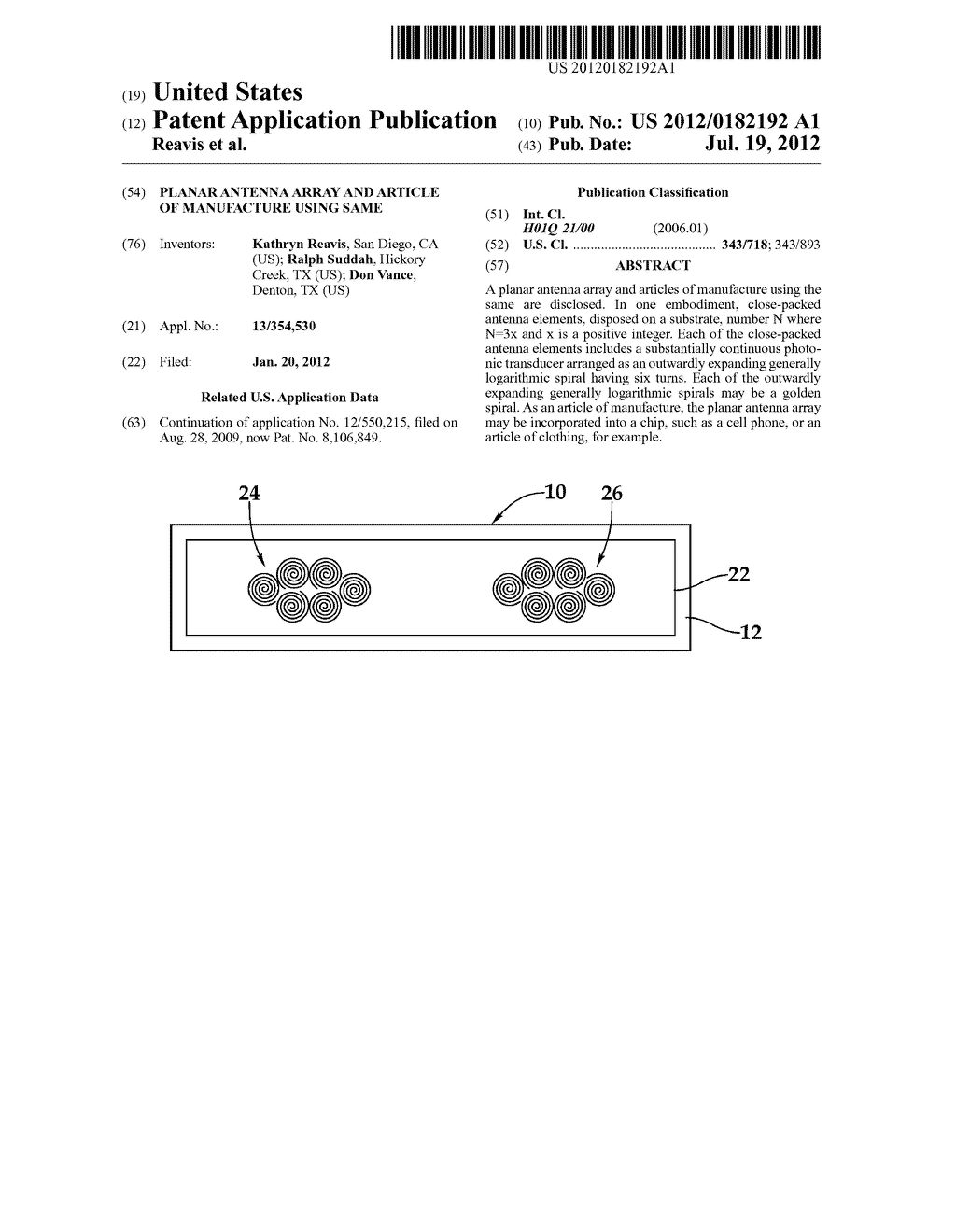 Planar Antenna Array and Article of Manufacture Using Same - diagram, schematic, and image 01