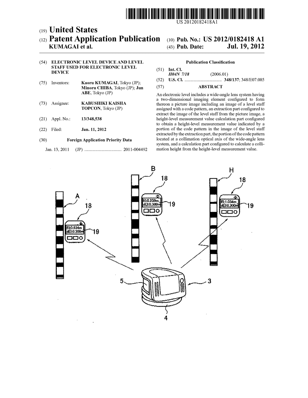 ELECTRONIC LEVEL DEVICE AND LEVEL STAFF USED FOR ELECTRONIC LEVEL DEVICE - diagram, schematic, and image 01