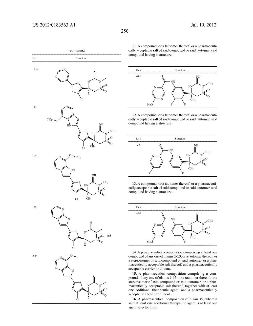 IMINOTHIADIAZINE DIOXIDE COMPOUNDS AS BACE INHIBITORS, COMPOSITIONS AND     THEIR USE - diagram, schematic, and image 251