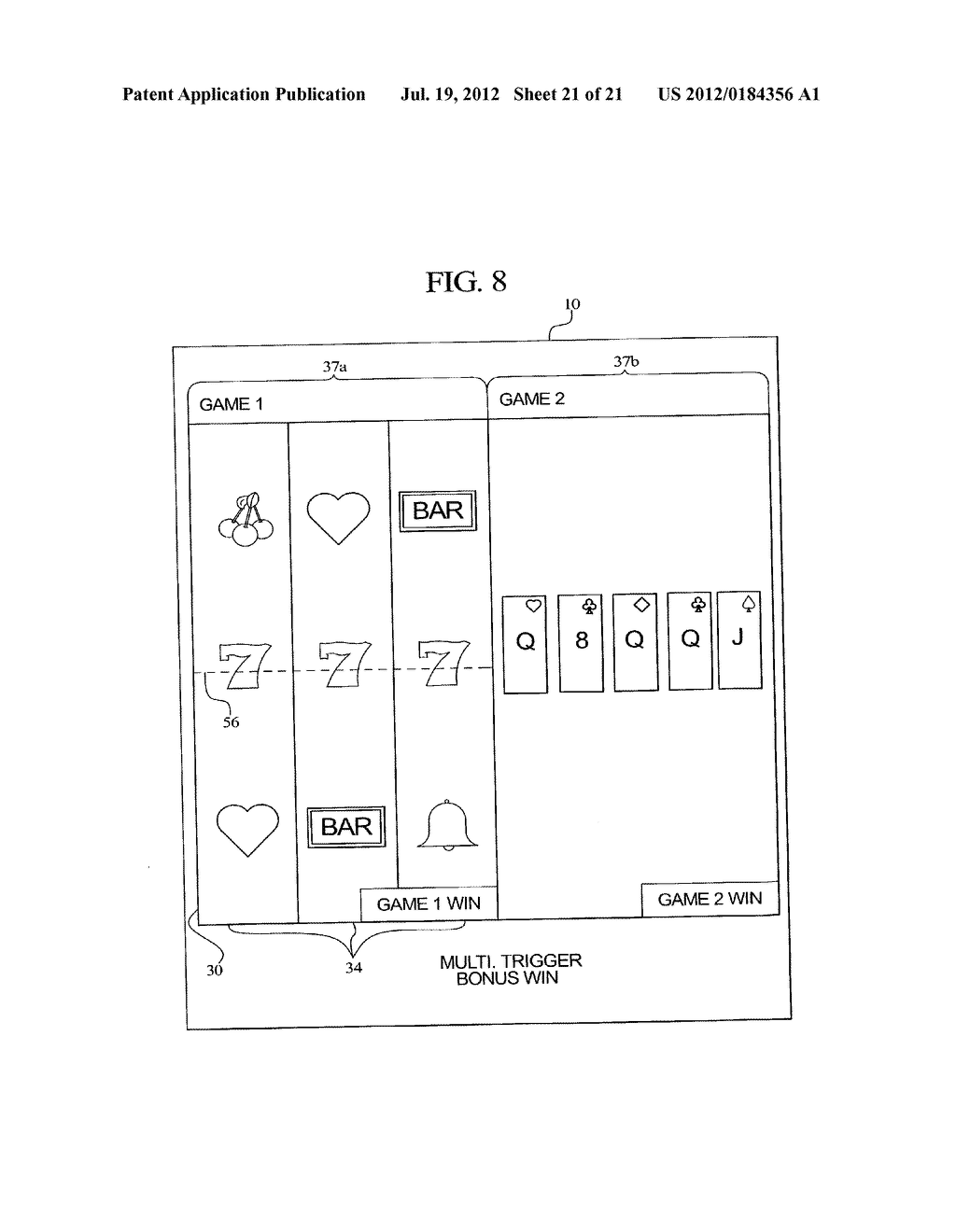 GAMING DEVICE HAVING A MULTI-TRIGGER BONUS - diagram, schematic, and image 22