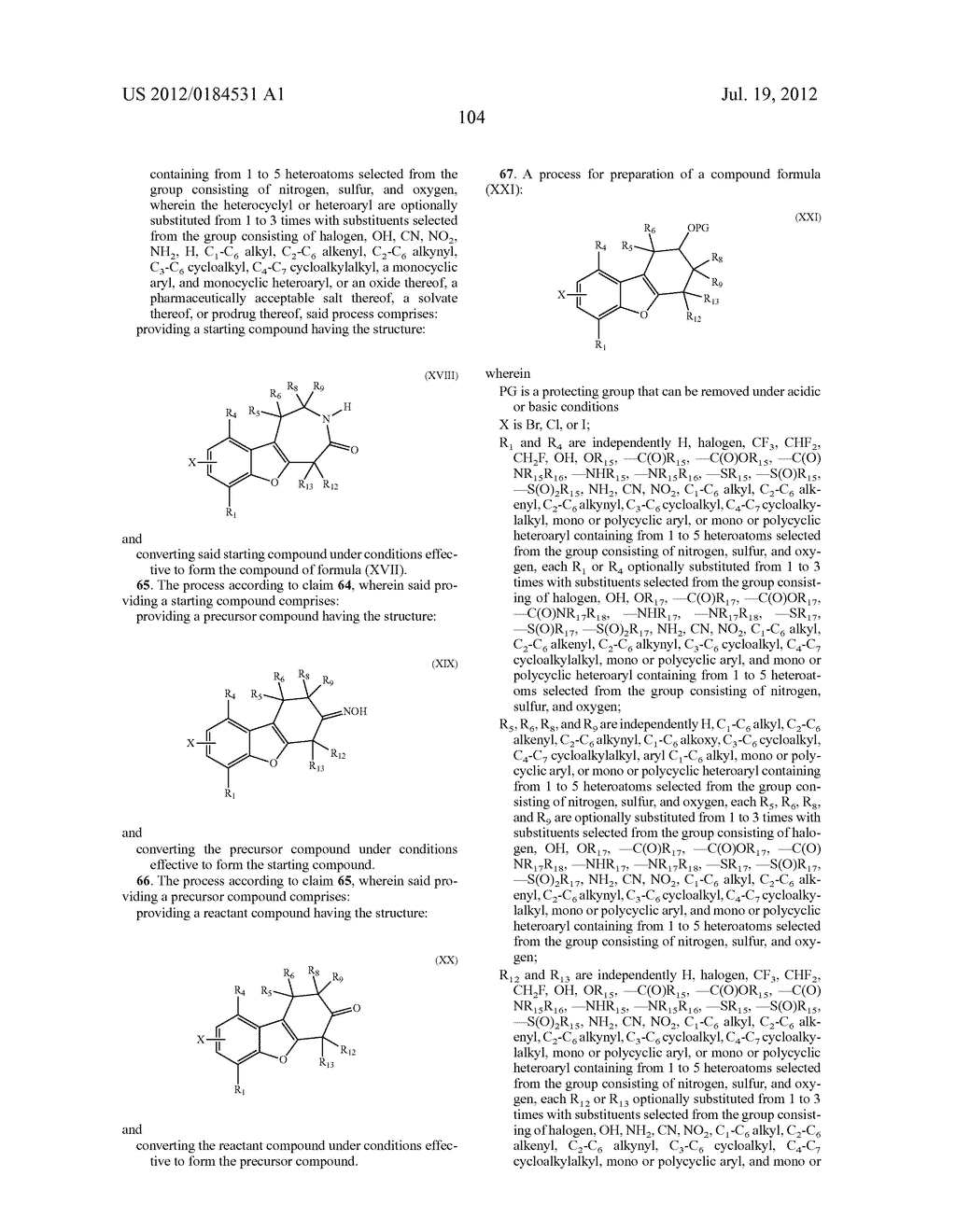 BENZOFURO[3,2-c] PYRIDINES AND RELATED ANALOGS AS SEROTONIN SUB-TYPE 6     (5-HT6) MODULATORS FOR THE TREATMENT OF OBESITY, METABOLIC SYNDROME,     COGNITION AND SCHIZOPHRENIA - diagram, schematic, and image 105