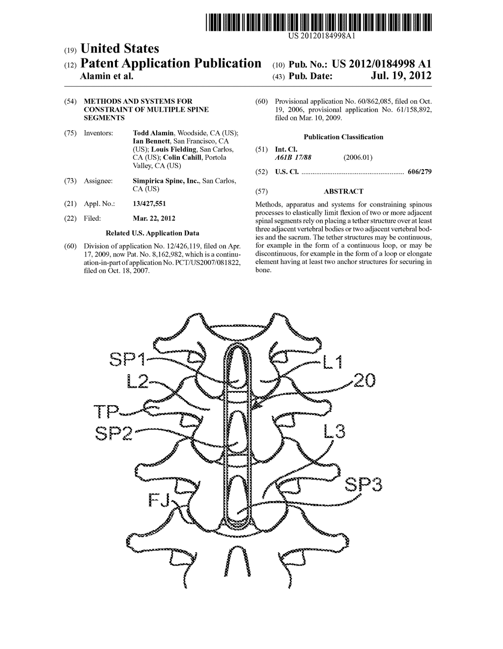 METHODS AND SYSTEMS FOR CONSTRAINT OF MULTIPLE SPINE SEGMENTS - diagram, schematic, and image 01