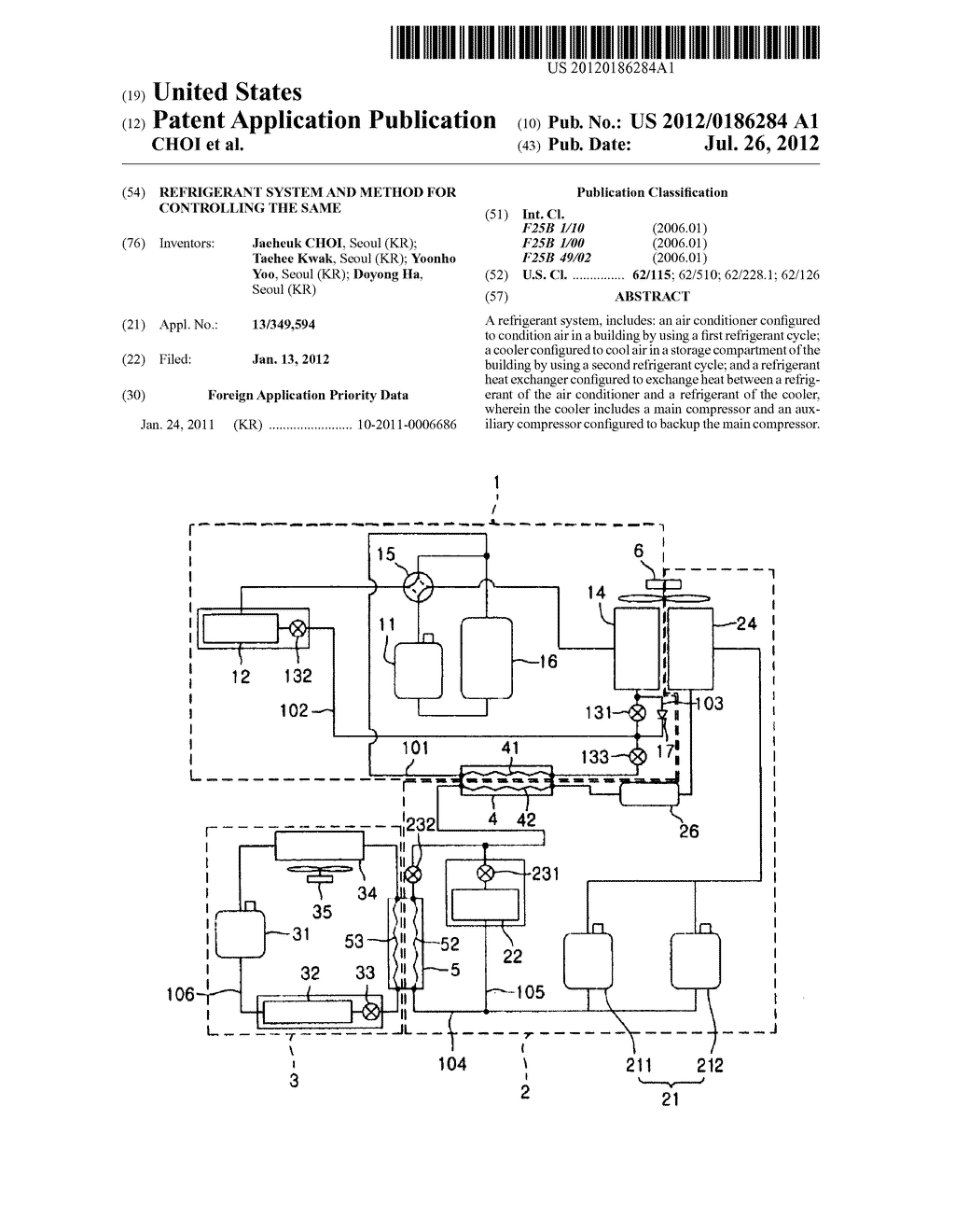 REFRIGERANT SYSTEM AND METHOD FOR CONTROLLING THE SAME - diagram, schematic, and image 01