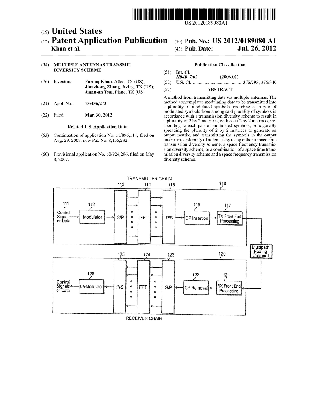 MULTIPLE ANTENNAS TRANSMIT DIVERSITY SCHEME - diagram, schematic, and image 01