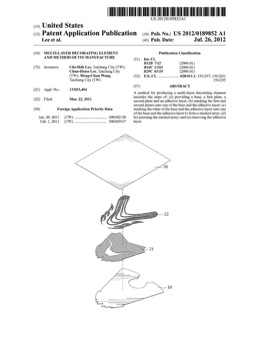 Multi-layer Decorating Element and Method of its Manufacture - diagram, schematic, and image 01