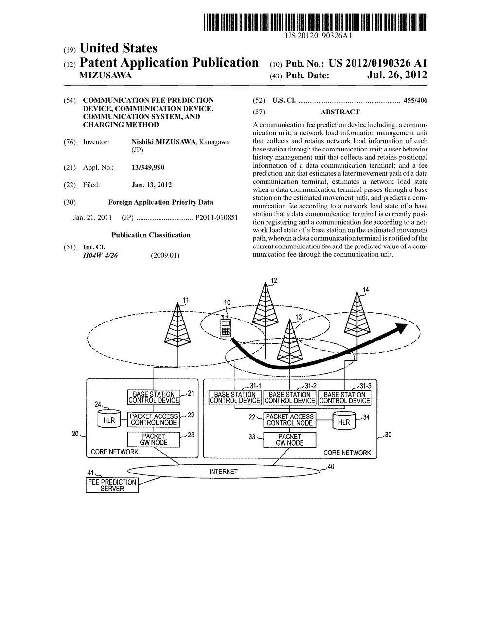 COMMUNICATION FEE PREDICTION DEVICE, COMMUNICATION DEVICE, COMMUNICATION     SYSTEM, AND CHARGING METHOD - diagram, schematic, and image 01