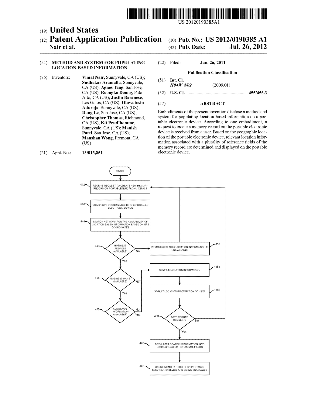 METHOD AND SYSTEM FOR POPULATING LOCATION-BASED INFORMATION - diagram, schematic, and image 01