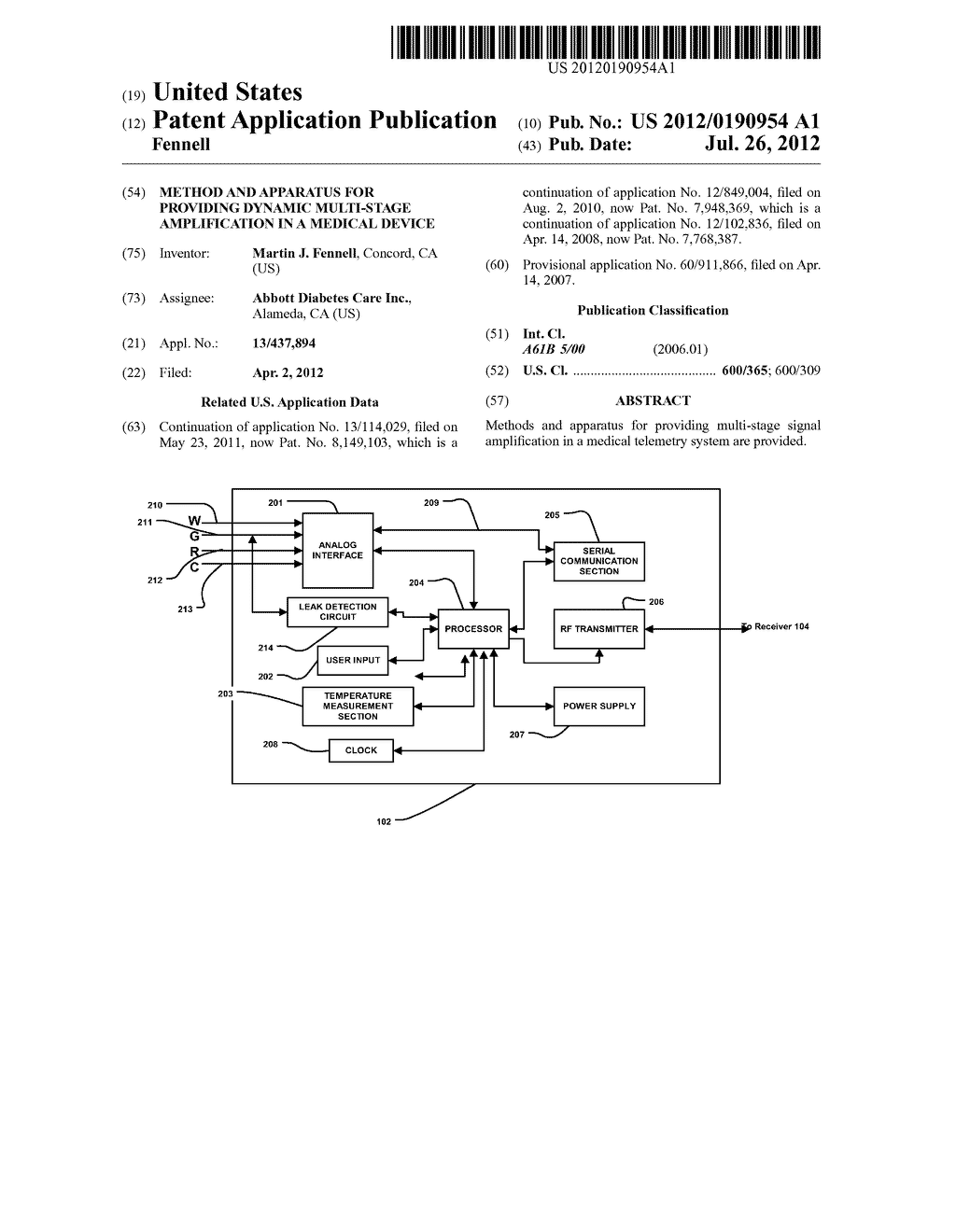 Method and Apparatus for Providing Dynamic Multi-Stage Amplification in a     Medical Device - diagram, schematic, and image 01