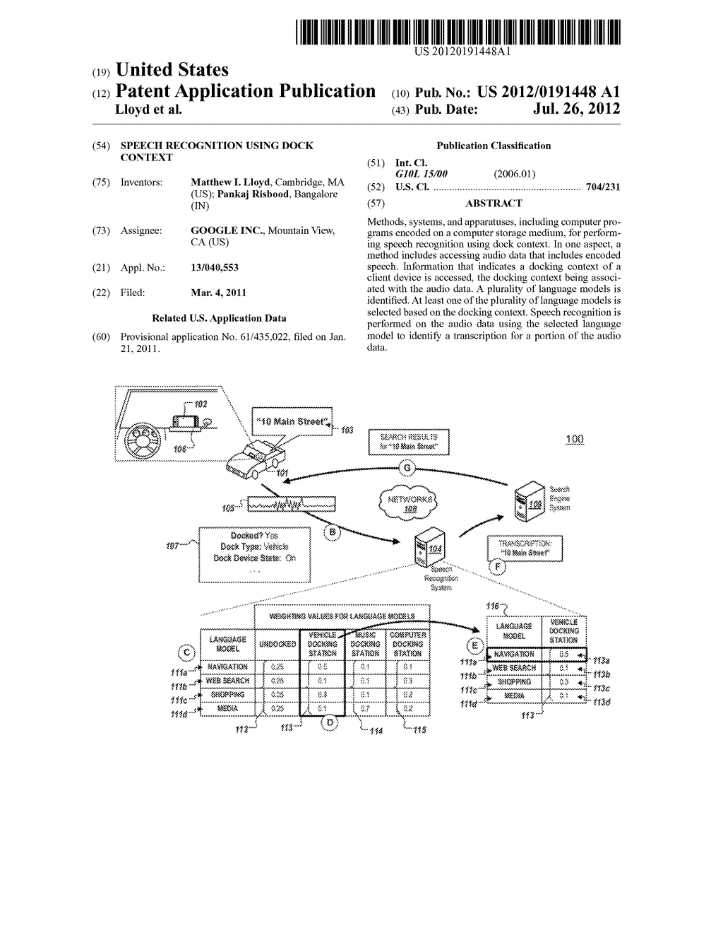 SPEECH RECOGNITION USING DOCK CONTEXT - diagram, schematic, and image 01