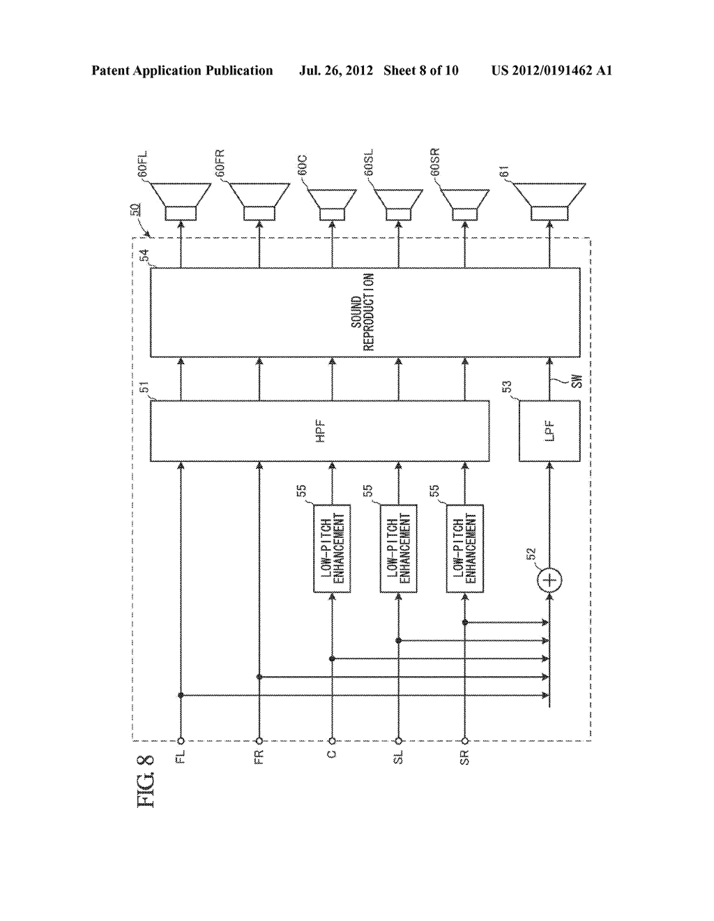AUDIO SIGNAL PROCESSING DEVICE WITH ENHANCEMENT OF LOW-PITCH REGISTER OF     AUDIO SIGNAL - diagram, schematic, and image 09